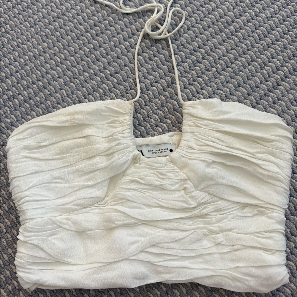 ZARA White Ruched Women's Top